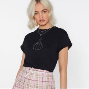 Bedazzled Middle Finger Shirt